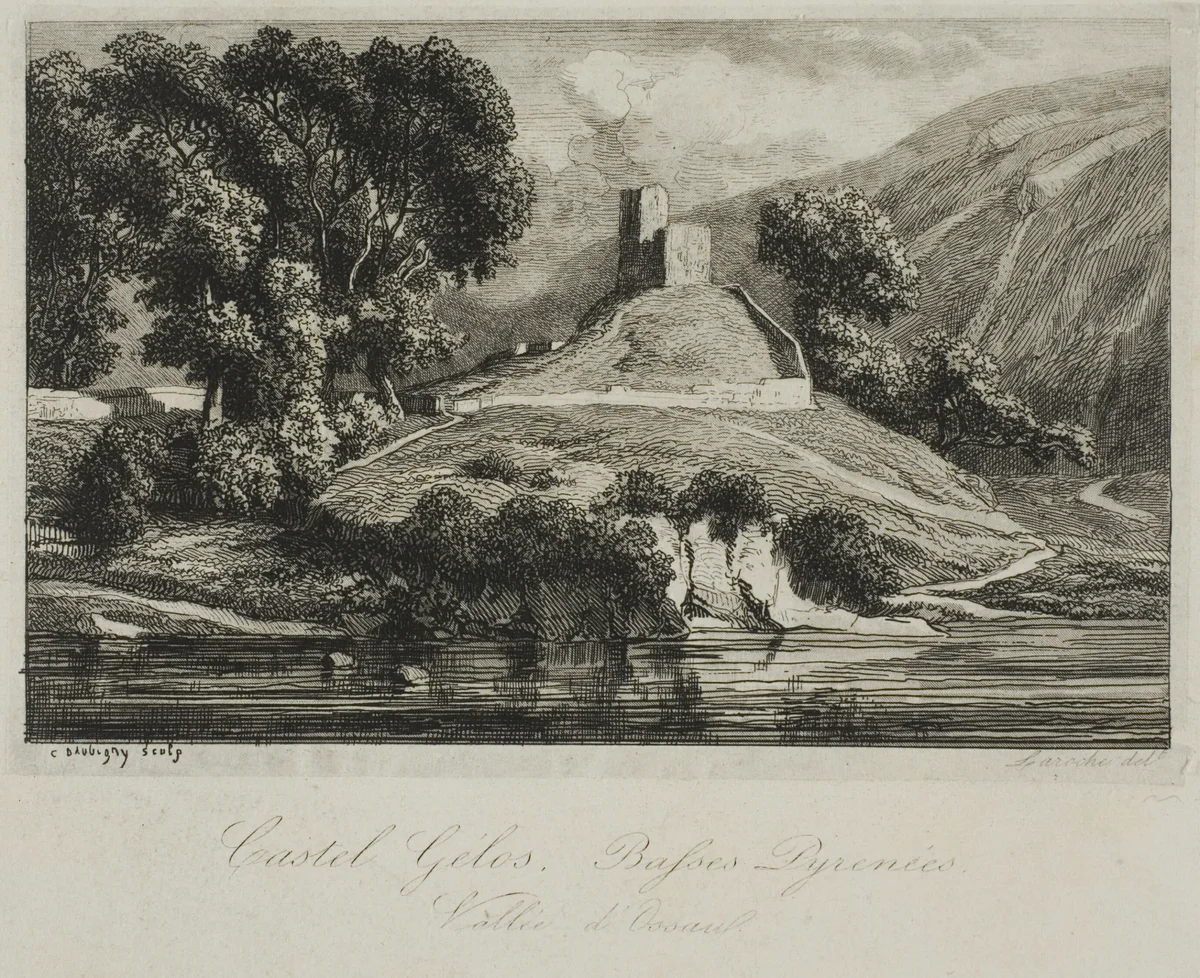 Castel Gélos (Vallée d'Ossau) by Charles-François Daubigny, print, 1842-1852