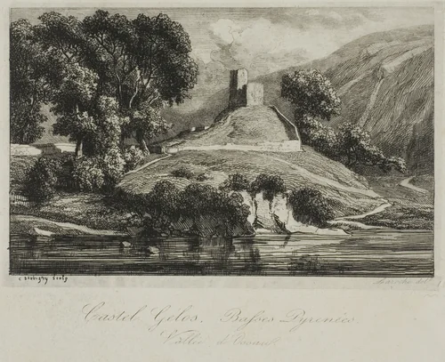 Castel Gélos (Vallée d'Ossau) by Charles-François Daubigny, print, 1842-1852