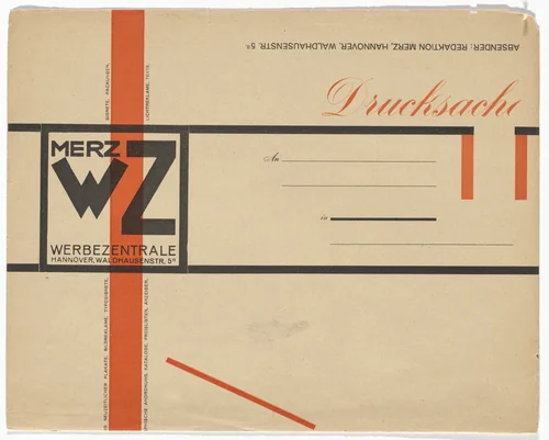 Merz Werbezentrale stationery envelope by Kurt Schwitters, design, 1924