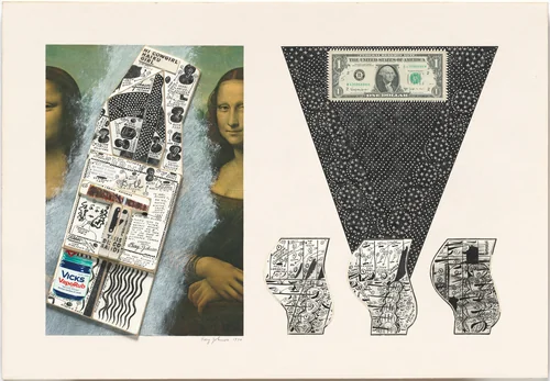 Cervix Dollar Bill by Ray Johnson, drawing, 1970