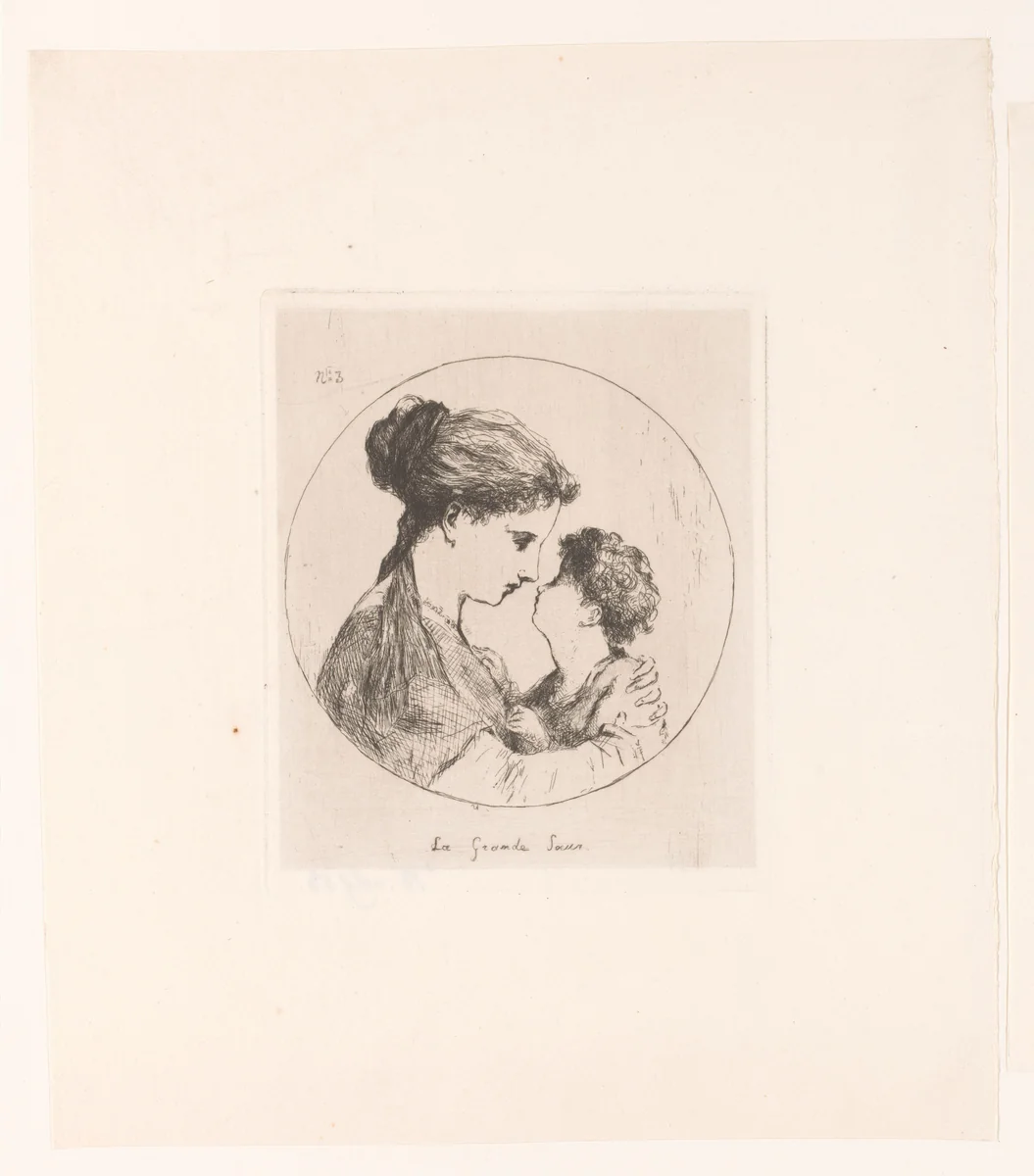 Oudere zus by Eugène Smits, print, 1836-1912