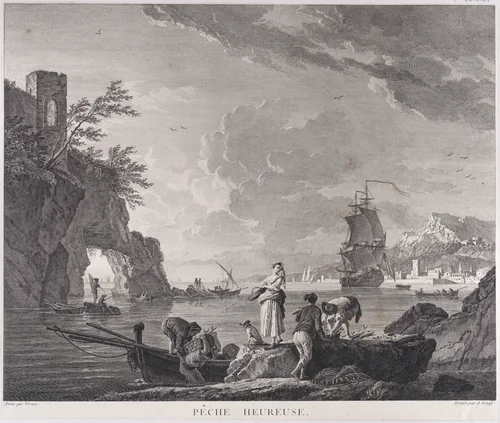Happy Fishing by Joseph Vernet, print, 1755-1765