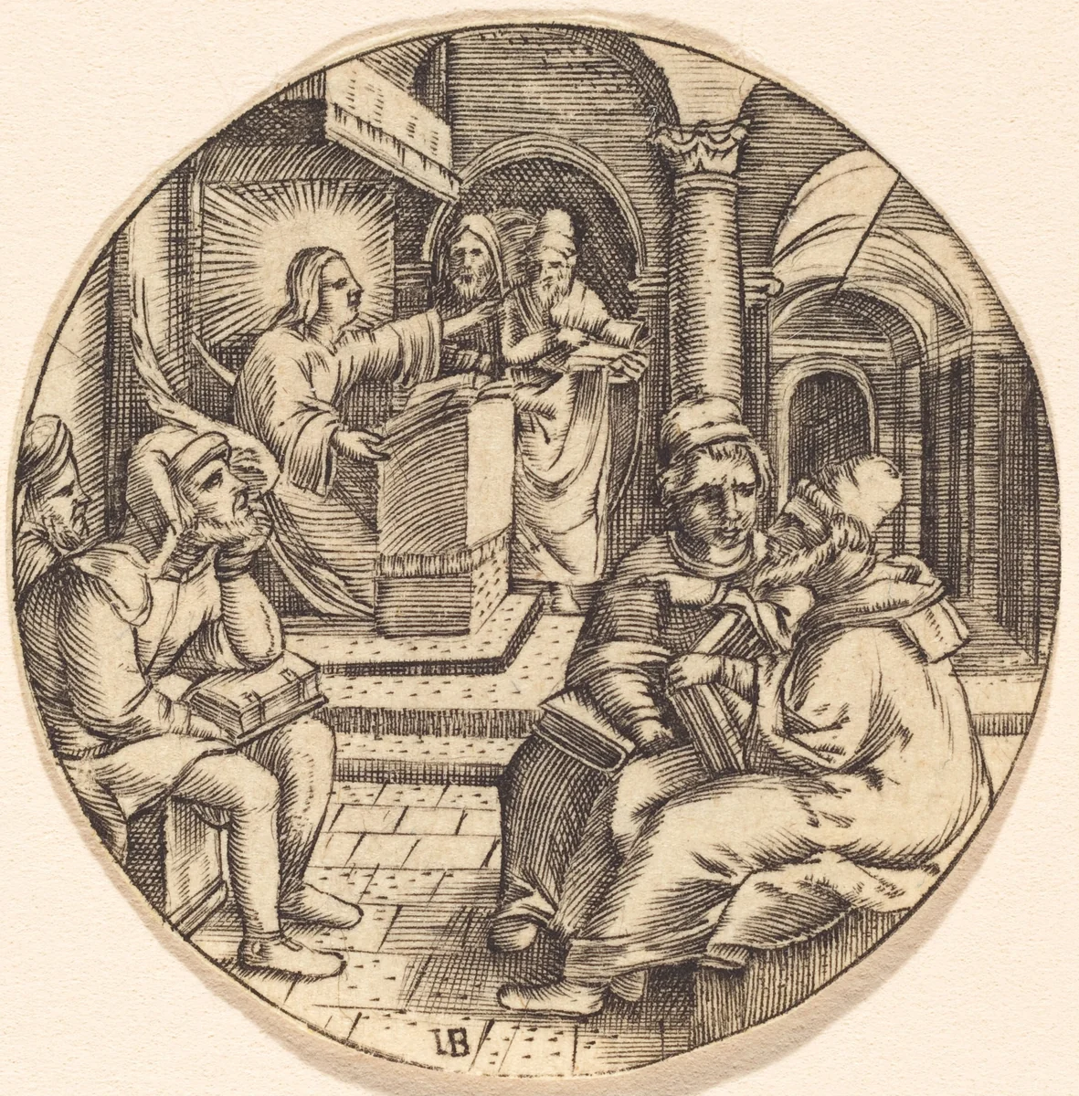 Jesus Preaching in the Temple by Master IB, print, 1500-1599
