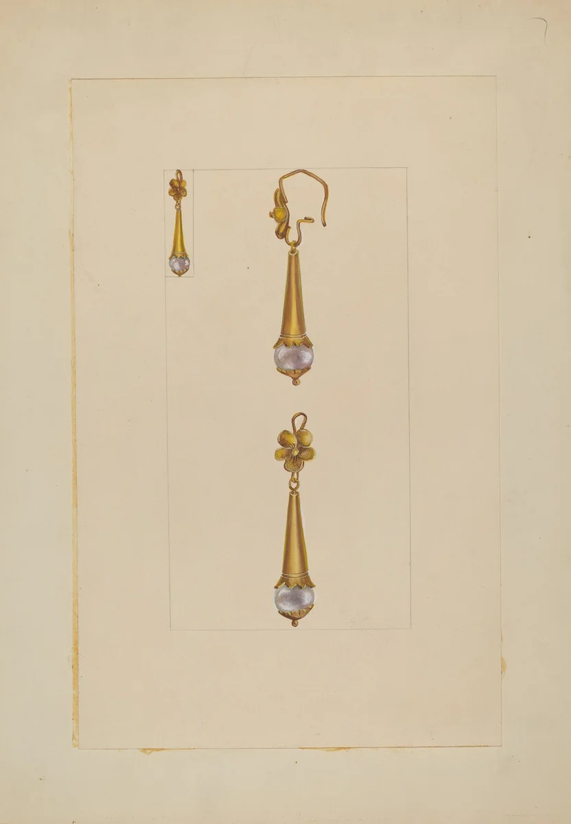 Earrings by American 20th Century, index of american design, 1935-1942