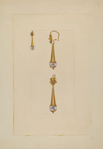 Earrings by American 20th Century, index of american design, 1935-1942