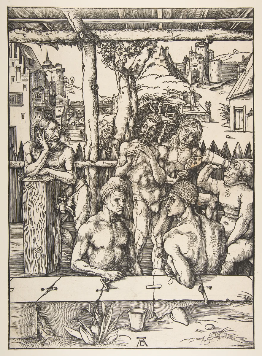 The Bath House by Albrecht Dürer, print, 1496