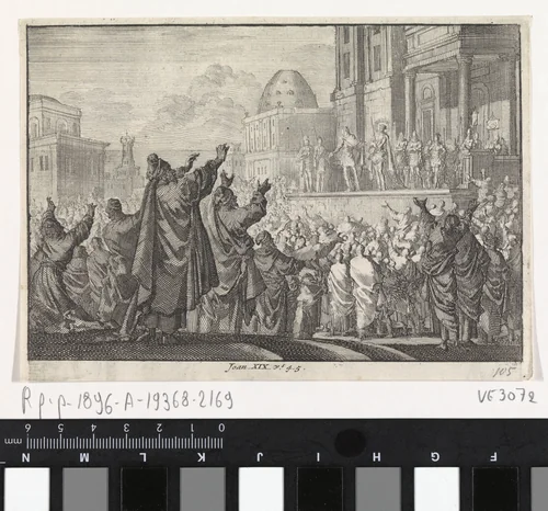 Christus aan het volk getoond (Ecce Homo) by Jan Luyken, print, 1703-1762