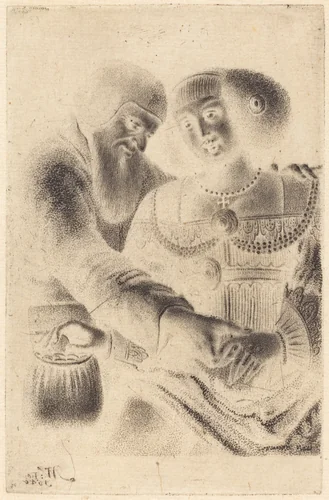 Man and Woman Embracing by Master NW, print, 1640