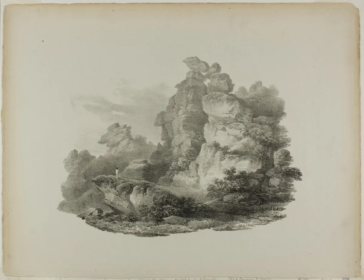 Brimham Rocks, near Pateley Bridge Yorkshire by Francis Nicholson, print, 1821