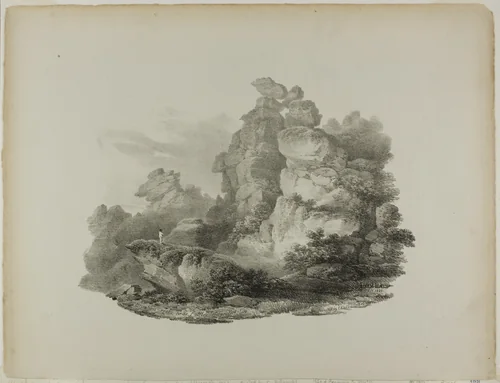 Brimham Rocks, near Pateley Bridge Yorkshire by Francis Nicholson, print, 1821