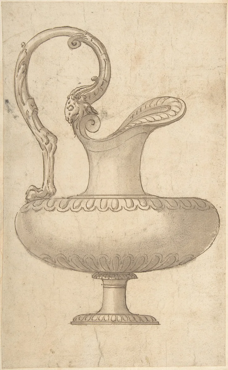 Drawing of a Ewer in Antique Style by Giulio Romano, drawing, 1505-1546