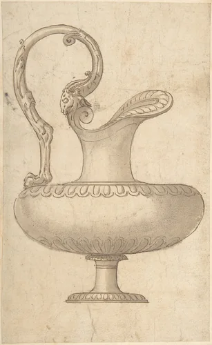 Drawing of a Ewer in Antique Style by Giulio Romano, drawing, 1505-1546
