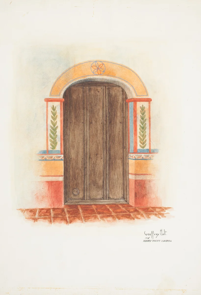 Wall Painting and Door (Interior) by Geoffrey Holt Harry Mann Waddell, index of american design, 1937