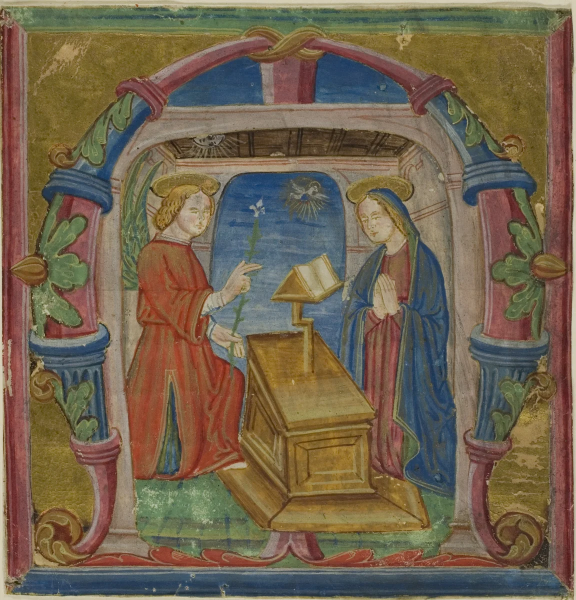 The Annunciation in a Historiated Initial "M" from an Antiphonary by Italian, painting, 1401-1500