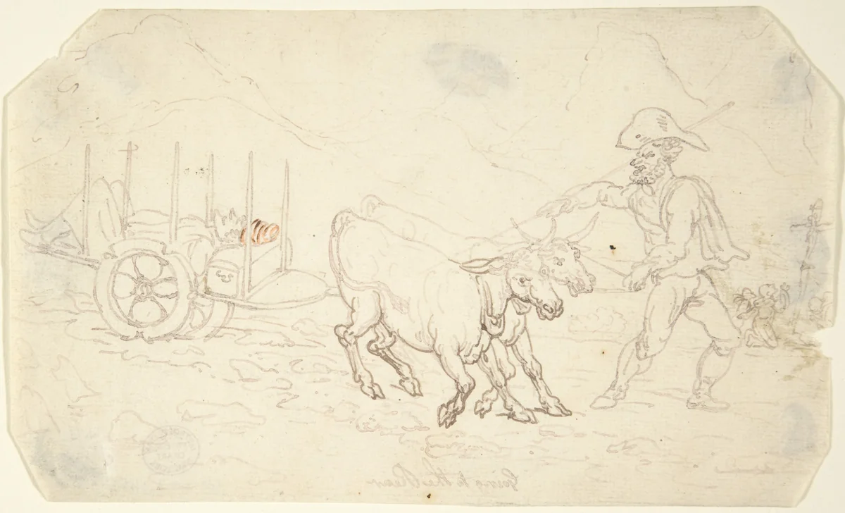 Going Sick to the Rear by Thomas Rowlandson, drawing, 1810-1820
