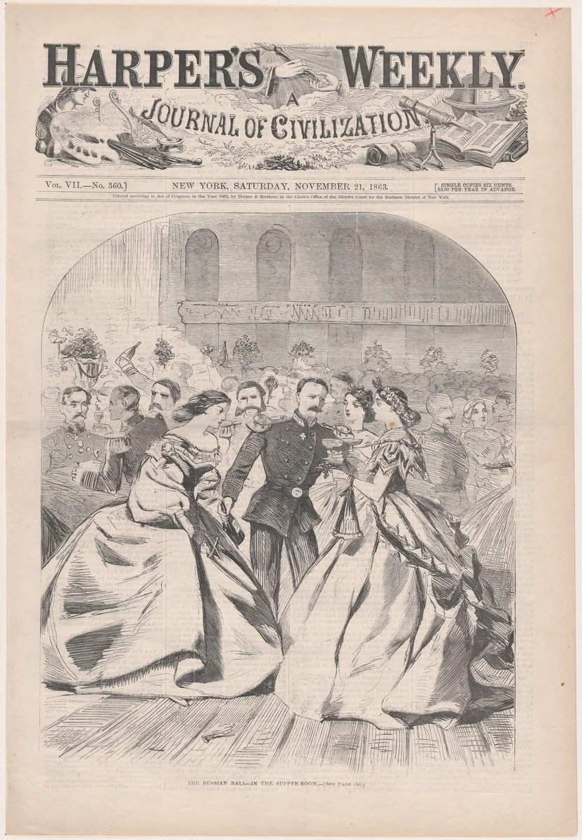 The Russian Ball – In the Supper Room (from "Harper's Weekly," Vol. VII) by Winslow Homer, print, 1863