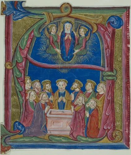 The Assumption of the Virgin in a Historiated Initial "A" from an Antiphonary by Italian, painting, 1401-1500