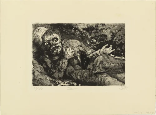 Wounded Man (Autumn 1916, Bapaume) (Verwundeter [Herbst 1916, Bapaume]) from The War (Der Krieg) by Otto Dix, print, 1924