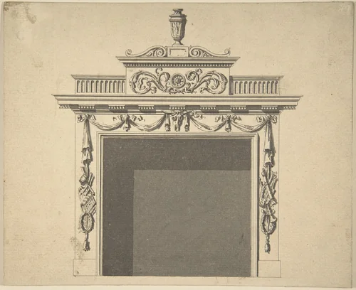 Design for Hall Chimney-piece, Charlemont House, Dublin by Sir William Chambers, drawing, 1762