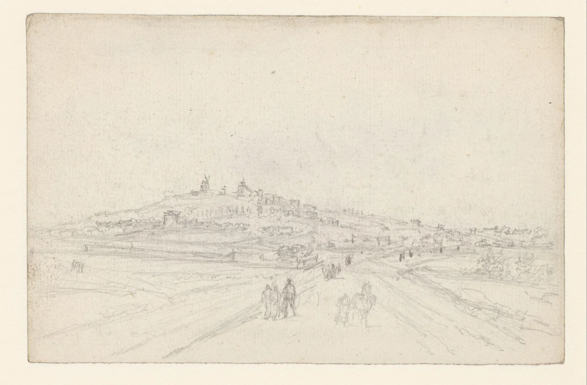 Weg naar Montmartre by Georges Michel, drawing, 1773-1843