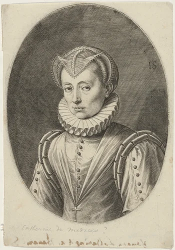 Catherine de Medici (?) by Jan Sadeler, print, 1550-1600