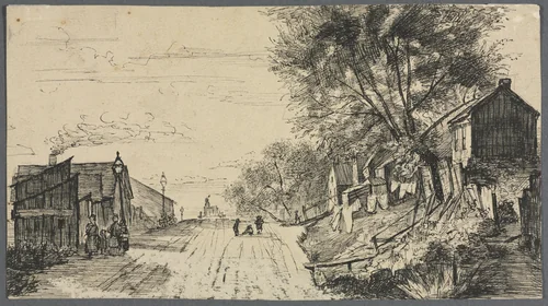 Spring Street, Cleveland by Otto H. Bacher, drawing, 1865-1909