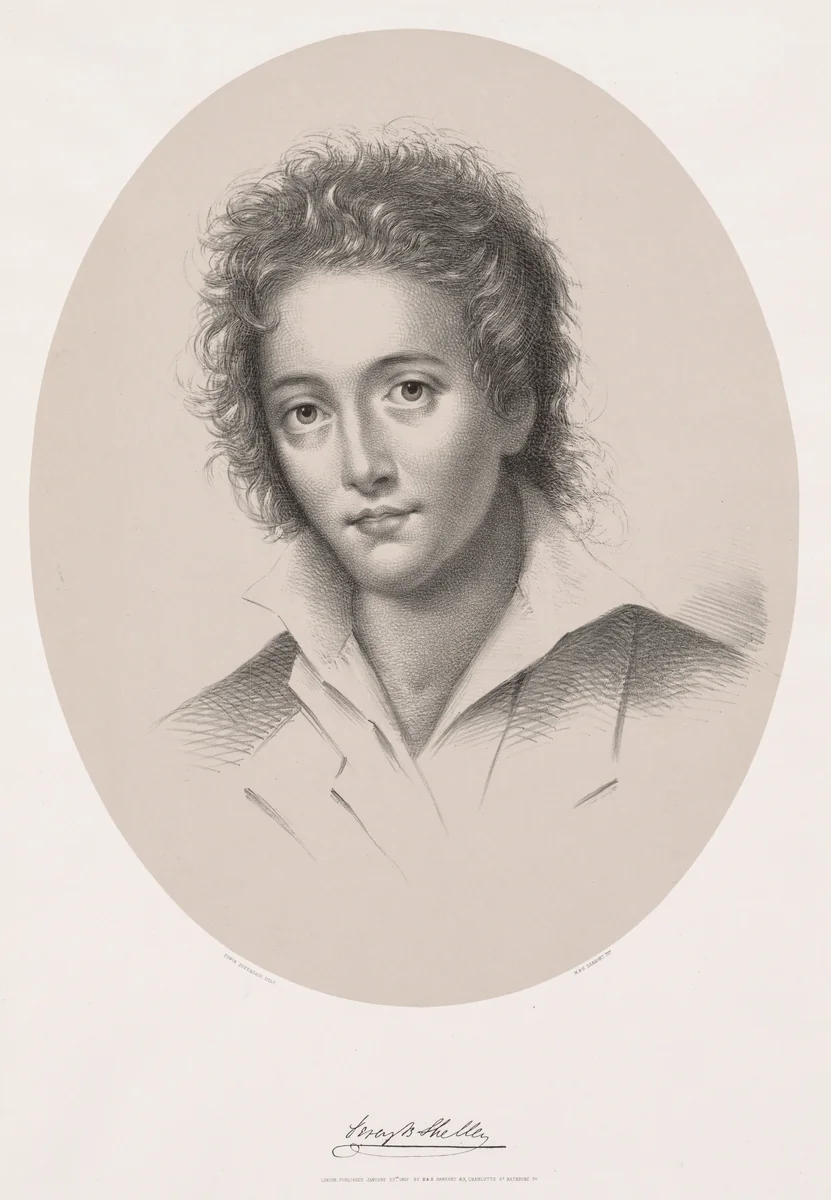 Percy Bysche Shelley by Edwin Beyerhaus, print, 1867