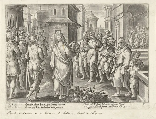 Paulus verkondigt de leer van Christus te Rome by Unknown, print, 1582