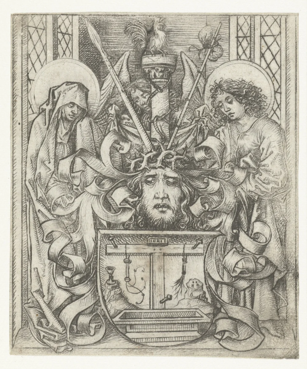 Wapenschild met de Arma Christi by Meester van het Amsterdamse Kabinet, print, 1475-1480