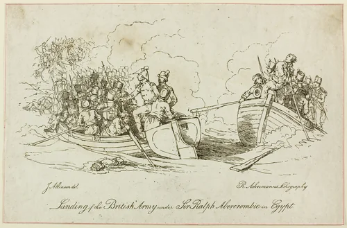 Landing of British Army under Abercrombie by John Augustus Atkinson, print, 1801-1900