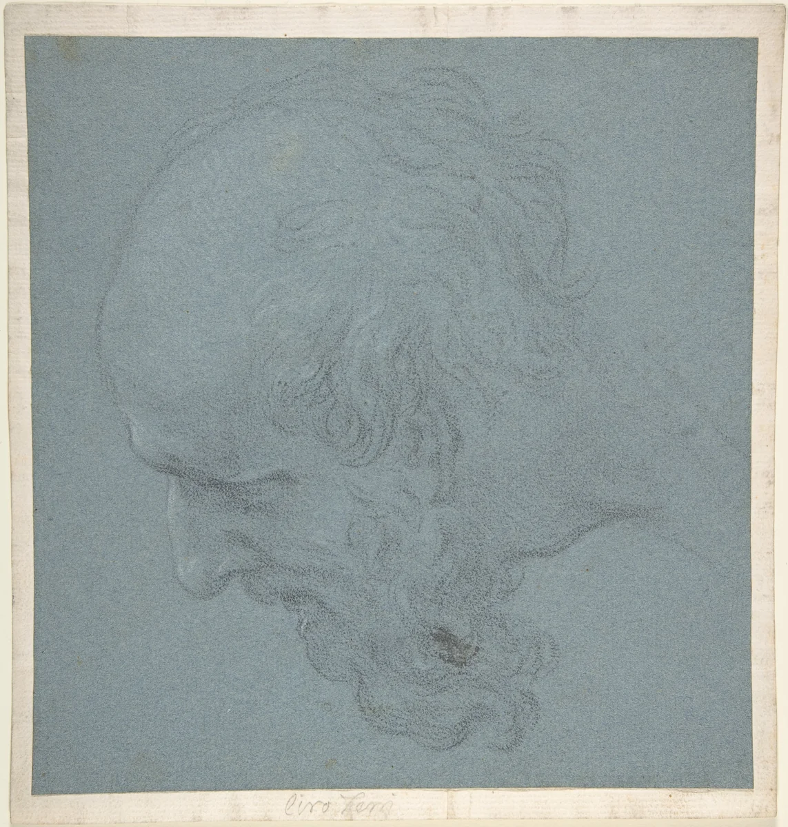 Head of a Bearded Man Looking to Upper Left by Ciro Ferri, drawing, 1634-1689