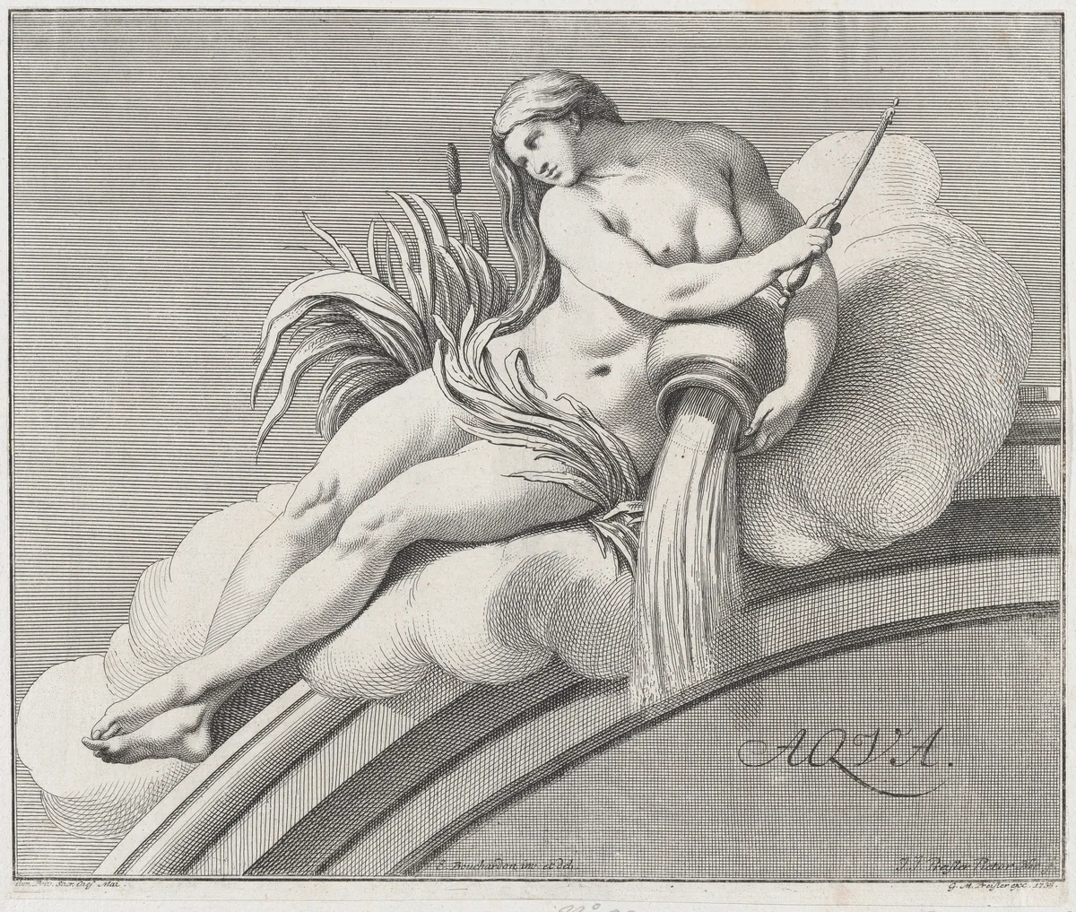 Water, from "The Elements" by Johann Justin Preissler, print, 1735