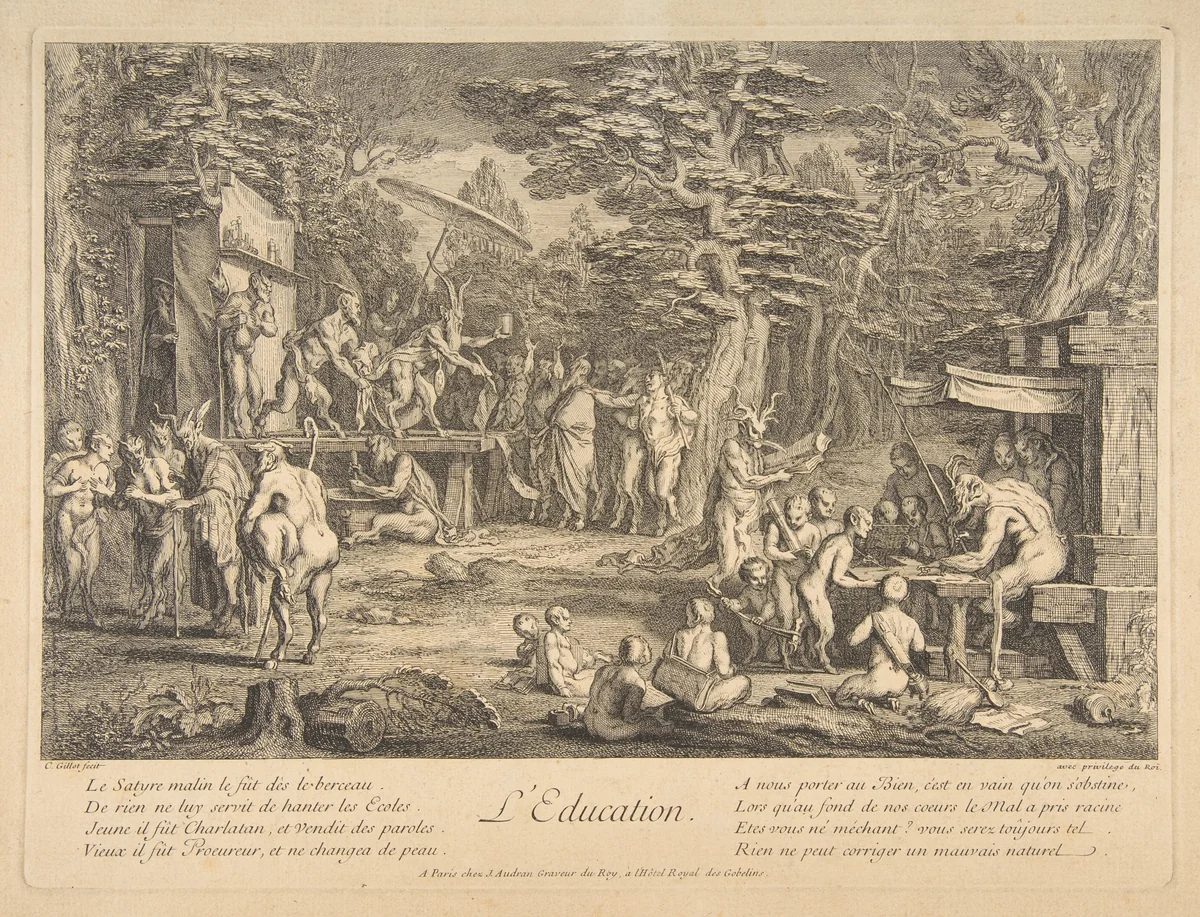 Education by Claude Gillot, print, 1685-1722