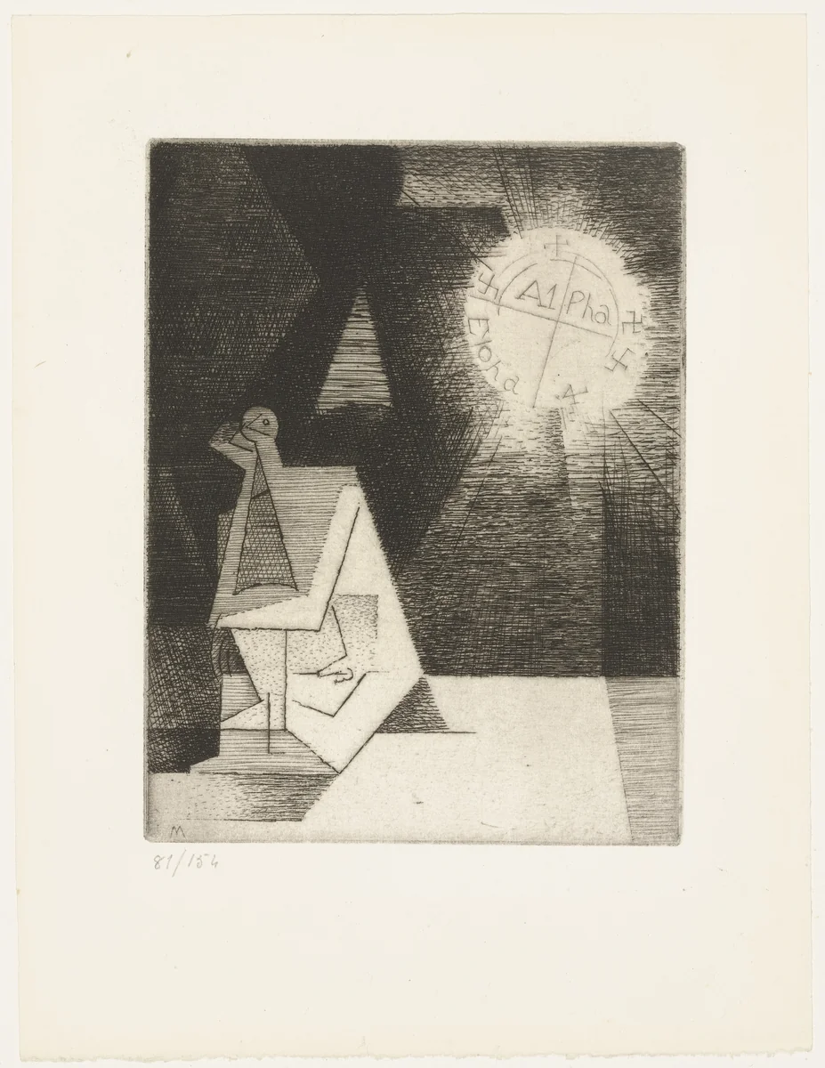 The Pact (Le pacte) from Ten Etchings for Aurélia (10 Eaux-fortes pour Aurélia) by Gérard de Nerval by Louis Marcoussis, print, 1931