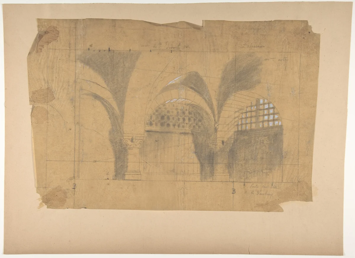 Design for a Stage Set at the Opéra, Paris by Eugène Cicéri, drawing, 1830-1890