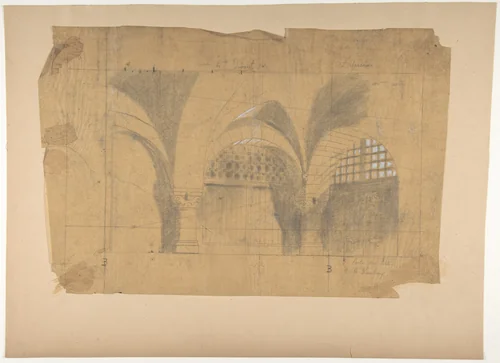 Design for a Stage Set at the Opéra, Paris by Eugène Cicéri, drawing, 1830-1890