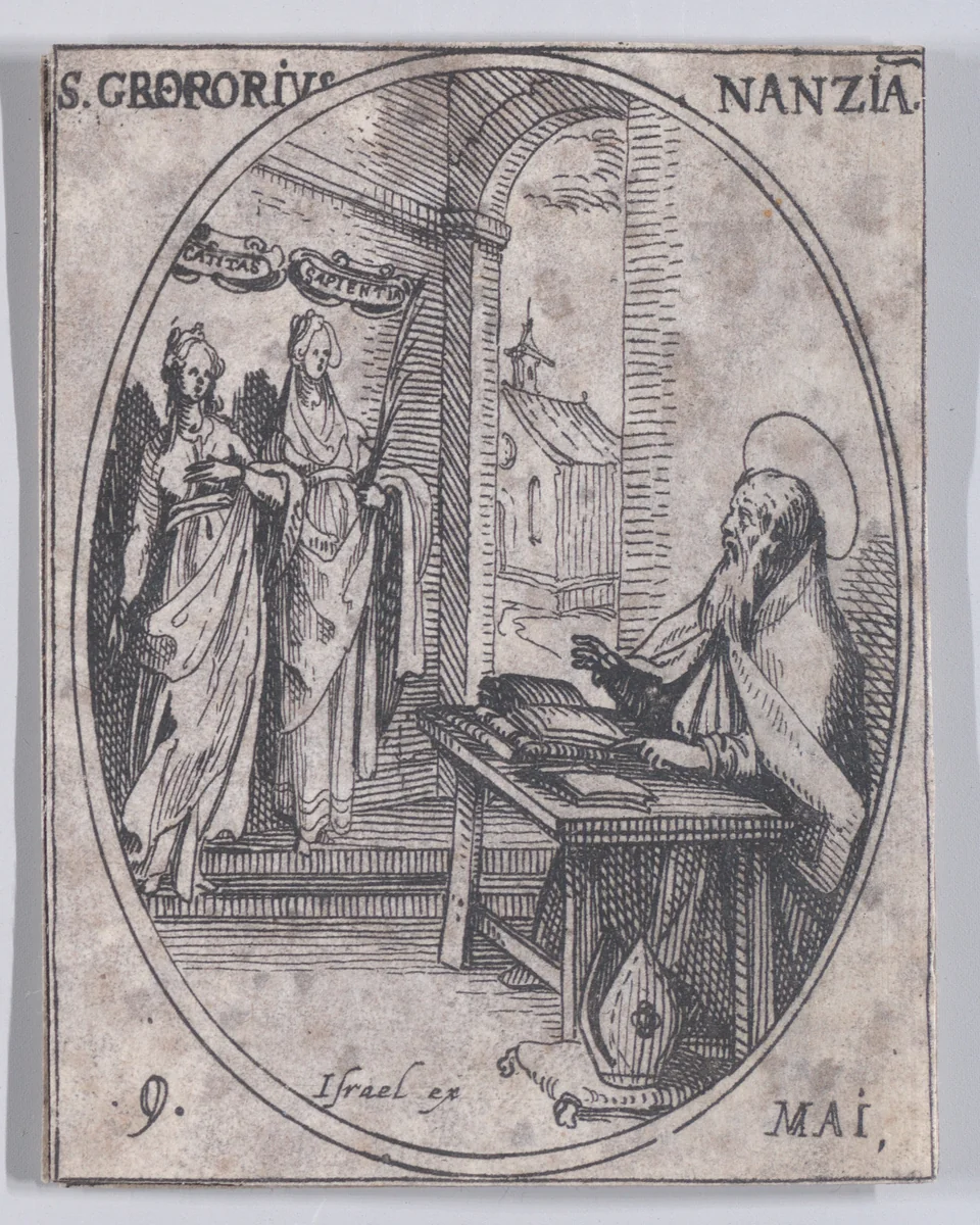S. Grégoire de Naziance (St. Gregory of Naziance), May 9th, from "Les Images De Tous Les Saincts et Saintes de L'Année" (Images of All of the Saints and Religious Events of the Year) by Jacques Callot, print, 1636