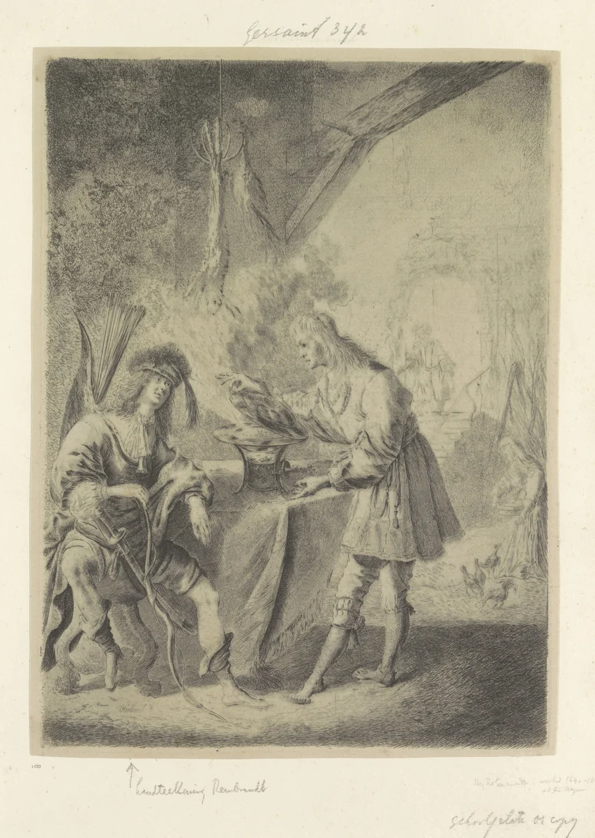 Ezau verkoopt zijn eerstgeboorterecht aan Jakob by Pieter Rottermondt, book, 1639-1706