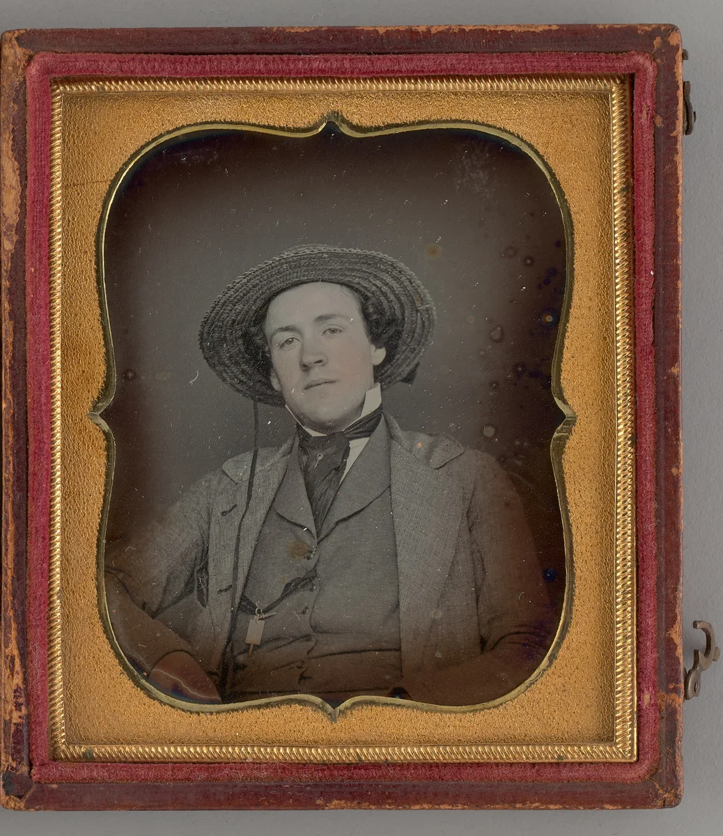 Untitled (Portrait of a Man with a Straw Hat) by Boston School, other, 1852