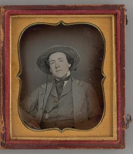 Untitled (Portrait of a Man with a Straw Hat) by Boston School, other, 1852