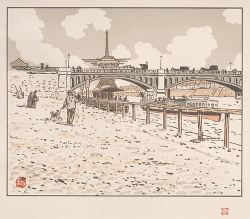 Thirty-Six Views of the Eiffel Tower: From the Grenelle Bridge by Henri Rivière, print, 1902