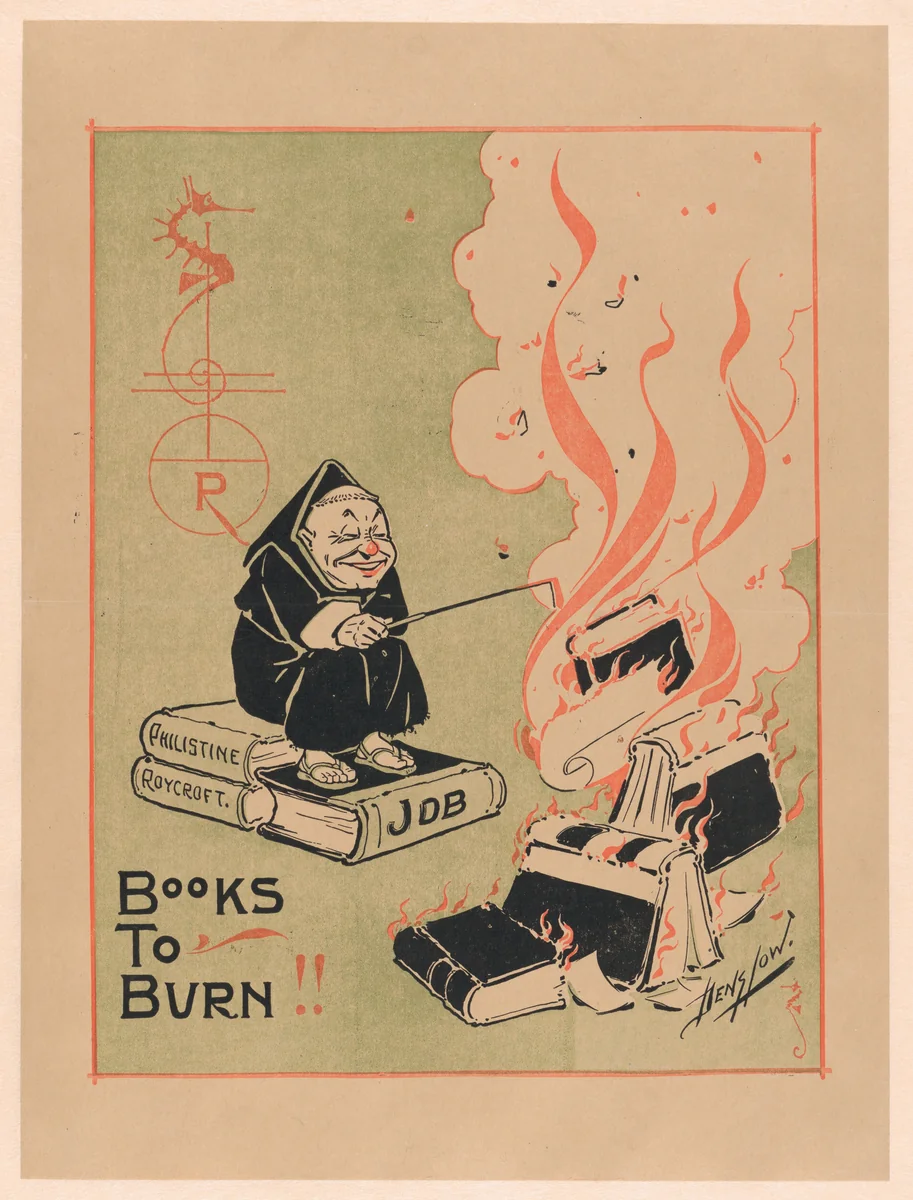 The Philistine, Books to Burn by William Wallace Denslow, print, 1898