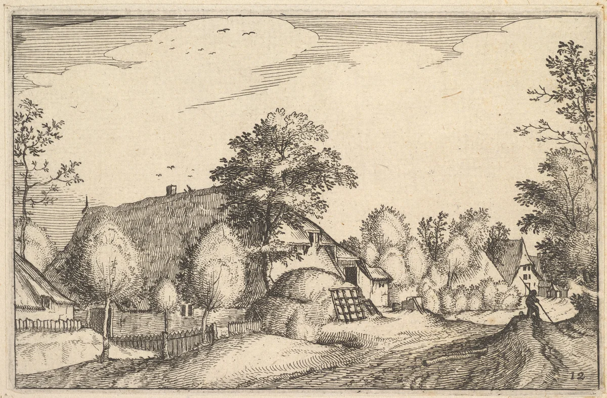 Village Road, plate 12 from "Regiunculae et Villae Aliquot Ducatus Brabantiae" by Claes Jansz Visscher, print, 1605-1615
