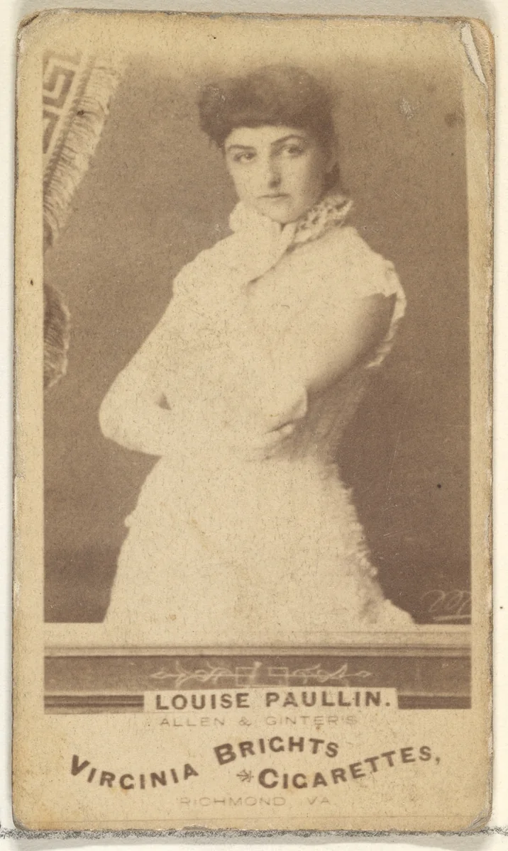 Louise Paullin, from the Actors and Actresses series (N45, Type 1) for Virginia Brights Cigarettes by Allen & Ginter, photograph, 1885-1891
