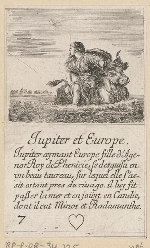 Jupiter en Europa by Stefano della Bella, print, 1620-1664