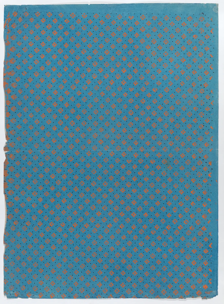 Sheet with an overall dot and floral pattern by anonymous, print, 1775-1875