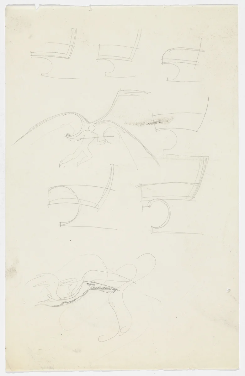 Lounge Chair with Arms. Figure with prehistoric bird. by Ludwig Mies van der Rohe, mies van der rohe archive, 1926