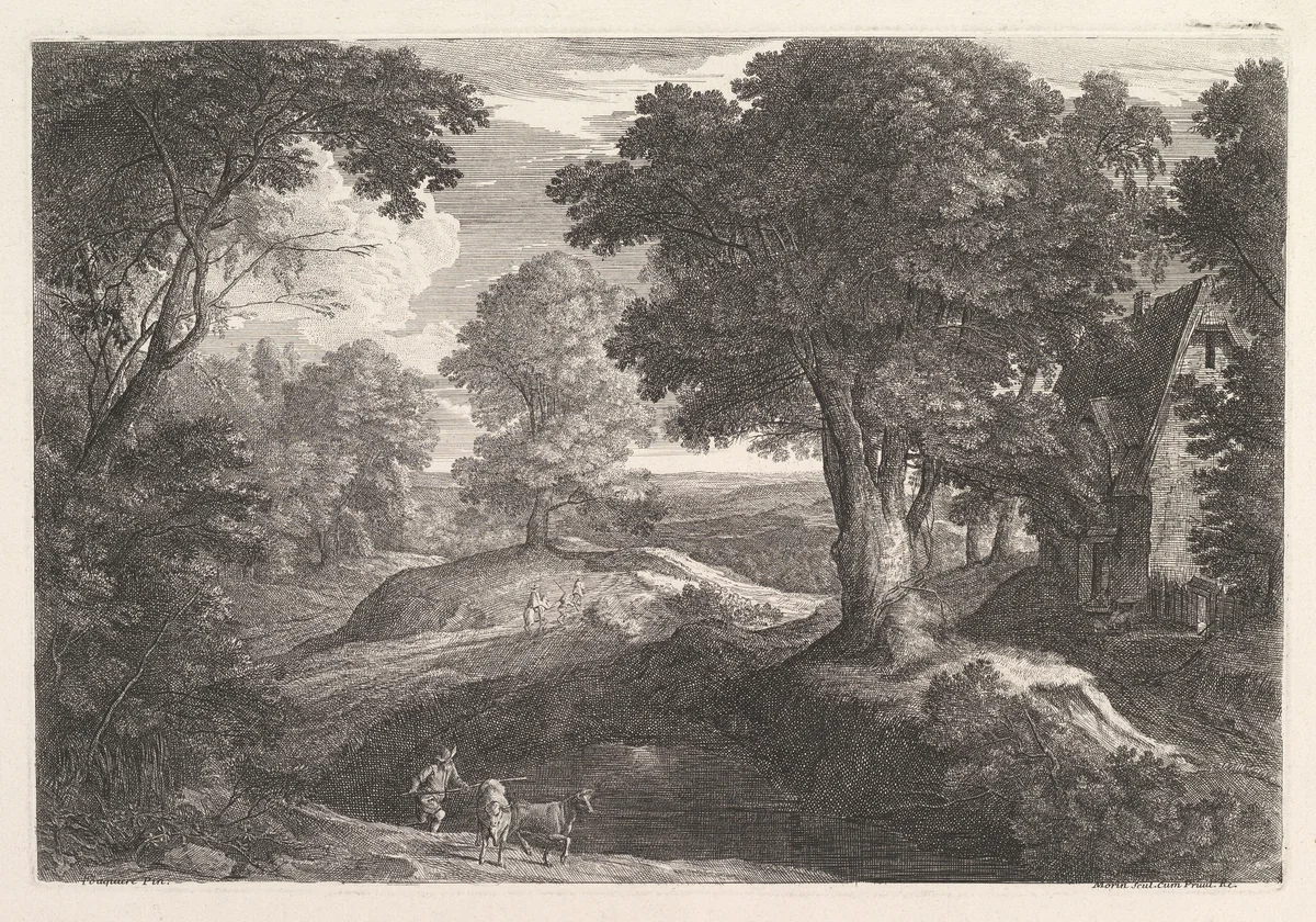 Le Bouvier pres d'une mare by Jean Morin, print, 1605-1650