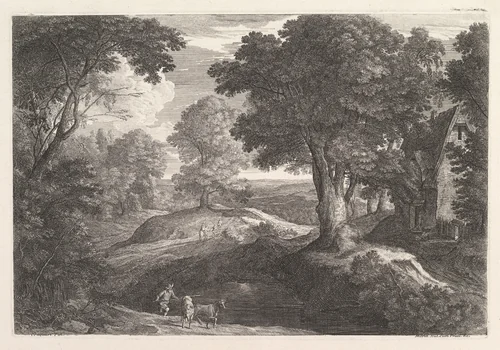 Le Bouvier pres d'une mare by Jean Morin, print, 1605-1650