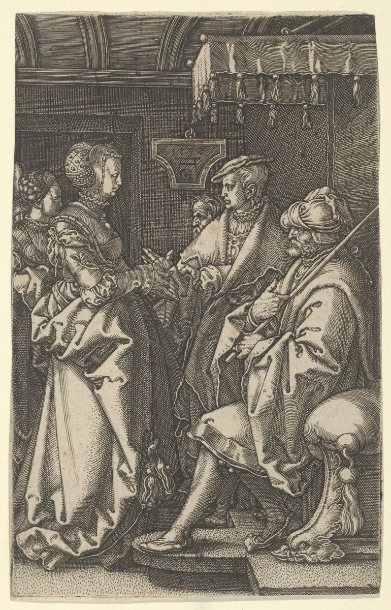 Potiphar's Wife Accusing Joseph, from "The Story of Joseph" by Heinrich Aldegrever, print, 1532